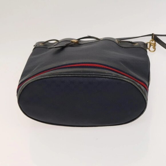 GUCCI Micro GG Supreme Sherry Line Shoulder Bag PVC Navy Gold Auth 125756 - Picture 7 of 16